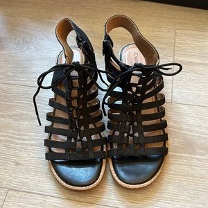 Suede black lace up sandals. Like new never worn